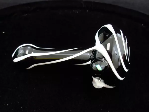 Black Striped Spoon Pipe, Opal