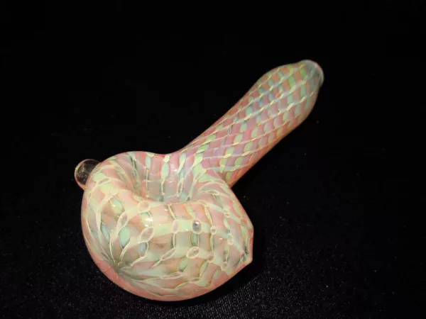 Gold Fumed, Dot Stacked Spoon Pipe