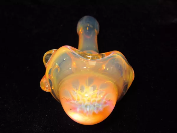 Gold Fumed Spoon Pipe, Bulbous Honeycomb Head