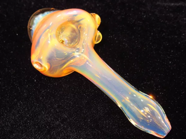 Gold Fumed Spoon Pipe, Bulbous Honeycomb Head