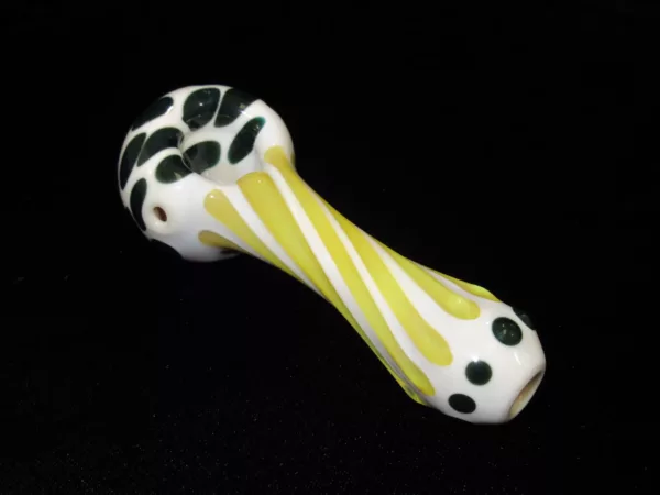 White Striped Spoon Pipe, Dotted Head