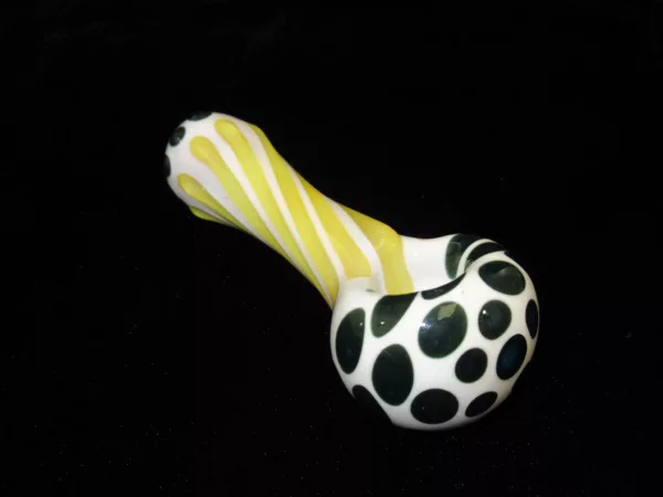 White Striped Spoon Pipe, Dotted Head