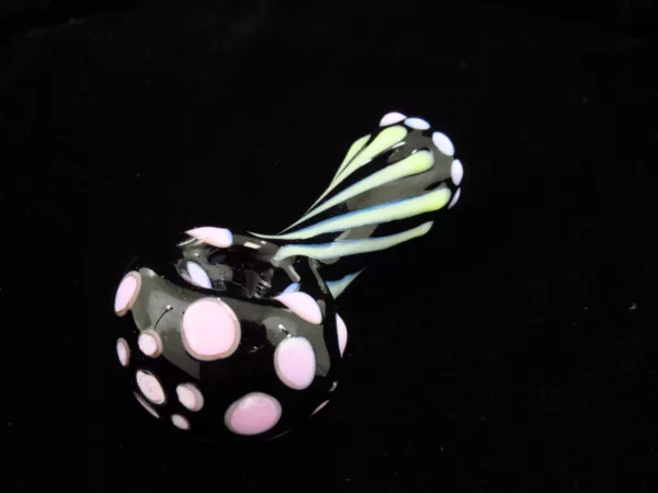 Black Striped Spoon Pipe, Dotted head