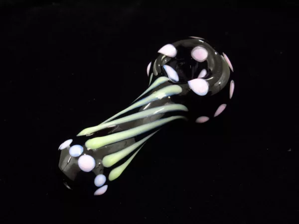 Black Striped Spoon Pipe, Dotted head