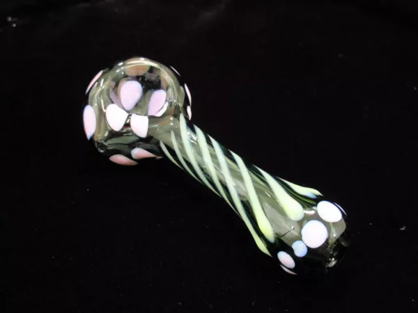 Gray Striped Spoon Pipe, Dotted Head