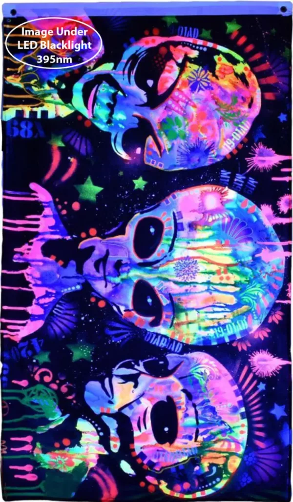 Painted Aliens by Dean Russo under blacklight